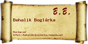 Behalik Boglárka névjegykártya